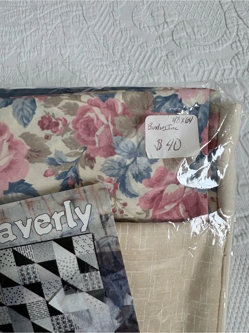 Vintage waverly running doe quilting fabric kit rose blue makes 48x64 quilt
